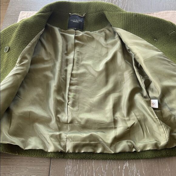 Talbots Women’s Green Wool Blend Pea Coat 3/4 Sleeve Chic Cropped Jacket Size 10 - Picture 5 of 15